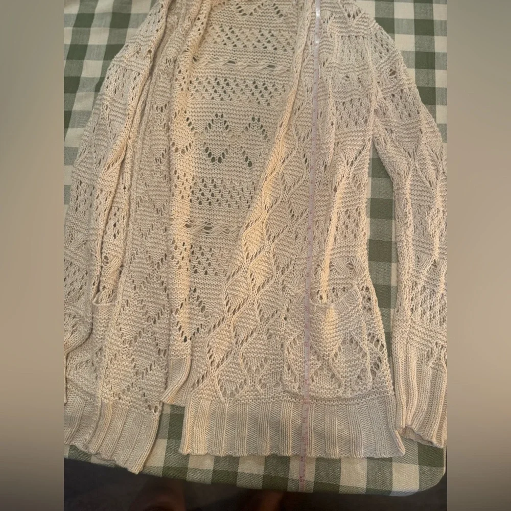 Lucky Brand Beige Open-Knit Cardigan - Picture 6 of 10